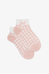 Antler Ankle Sock | Gingham Bow Pink