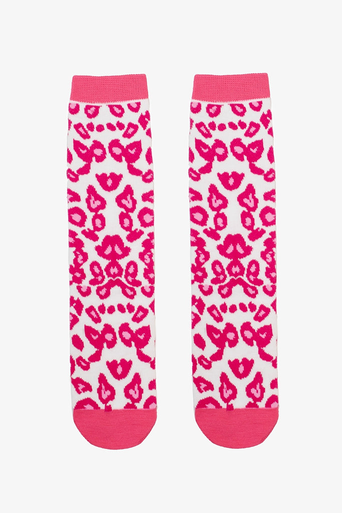 Antler Cheetah Kiss Sock | Pink Leopard