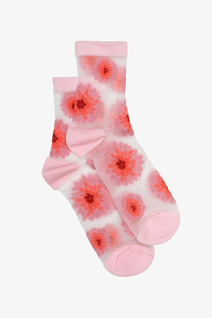Antler Sheer Socks | Pink Posy