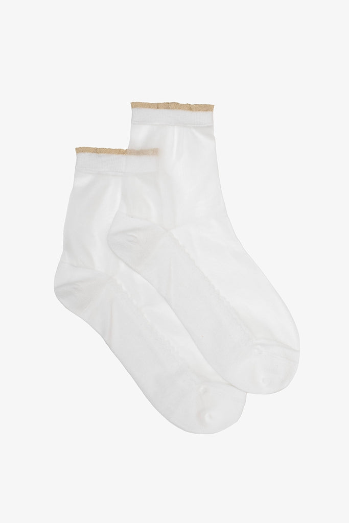 Antler Sheer Ankle Socks | White Gold Trim