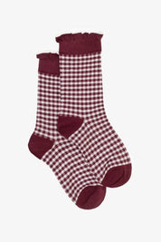 Antler Socks | Merlot Ruffle Gingham