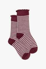 Antler Socks | Merlot Ruffle Gingham