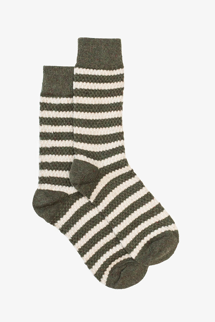 Antler Socks | Willow Stripe Sock Khaki
