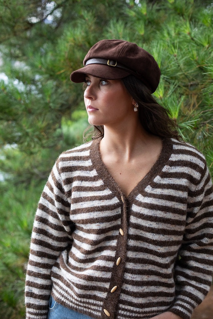 Antler Marlow Suede Newsboy Cap | Chocolate