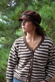 Antler Marlow Suede Newsboy Cap | Chocolate