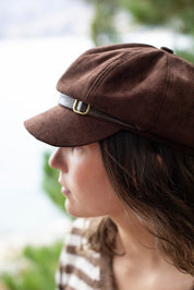 Antler Marlow Suede Newsboy Cap | Chocolate