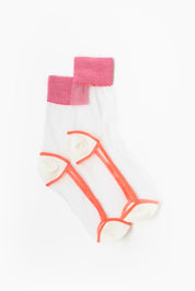 Antler Sheer Sock | White & Pink