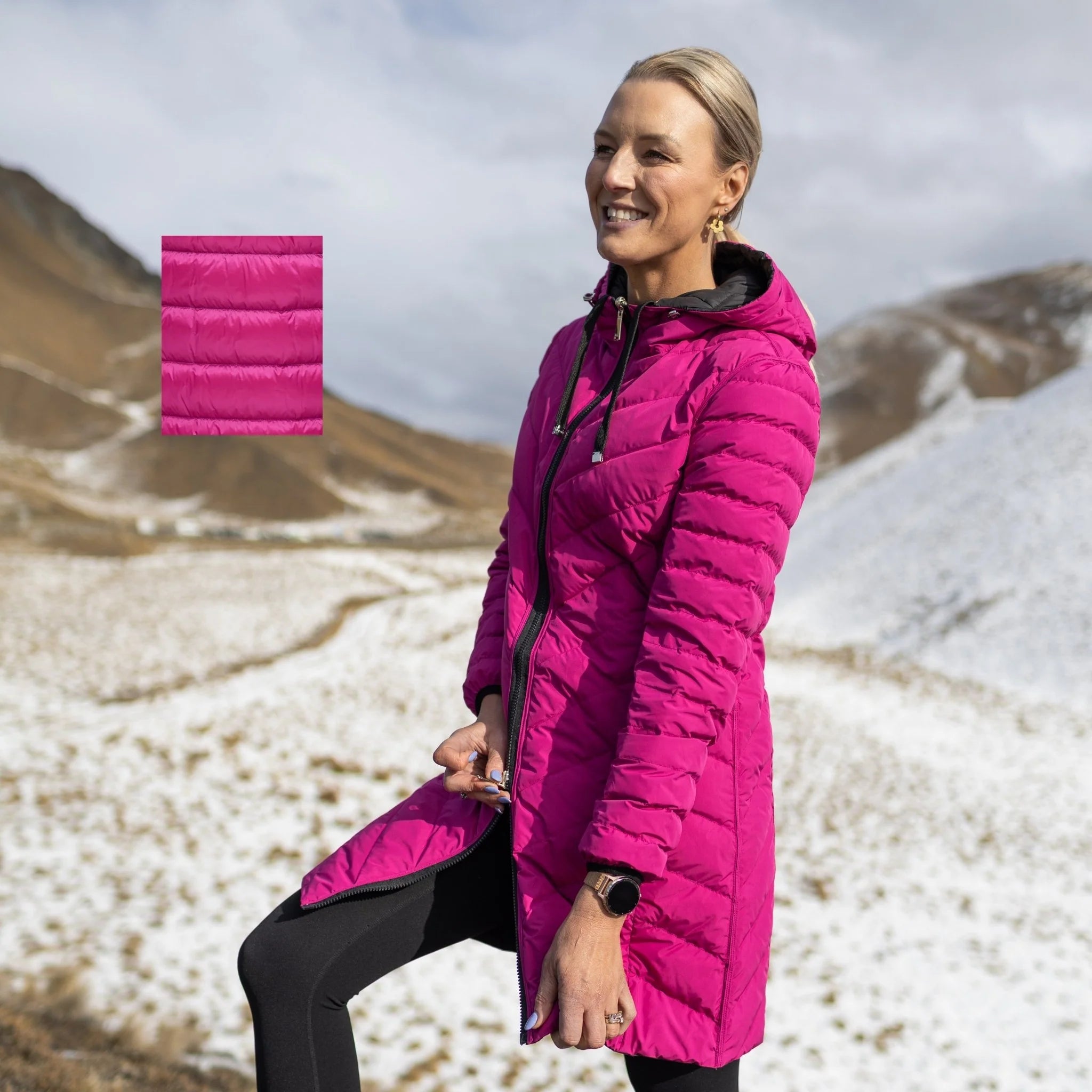 Moke Arnie Reversible Puffer Down Coat | Black Rose Violet