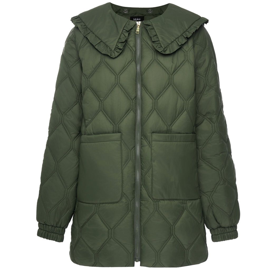 Moke Tess Womens Quilt Coat | Olive Green