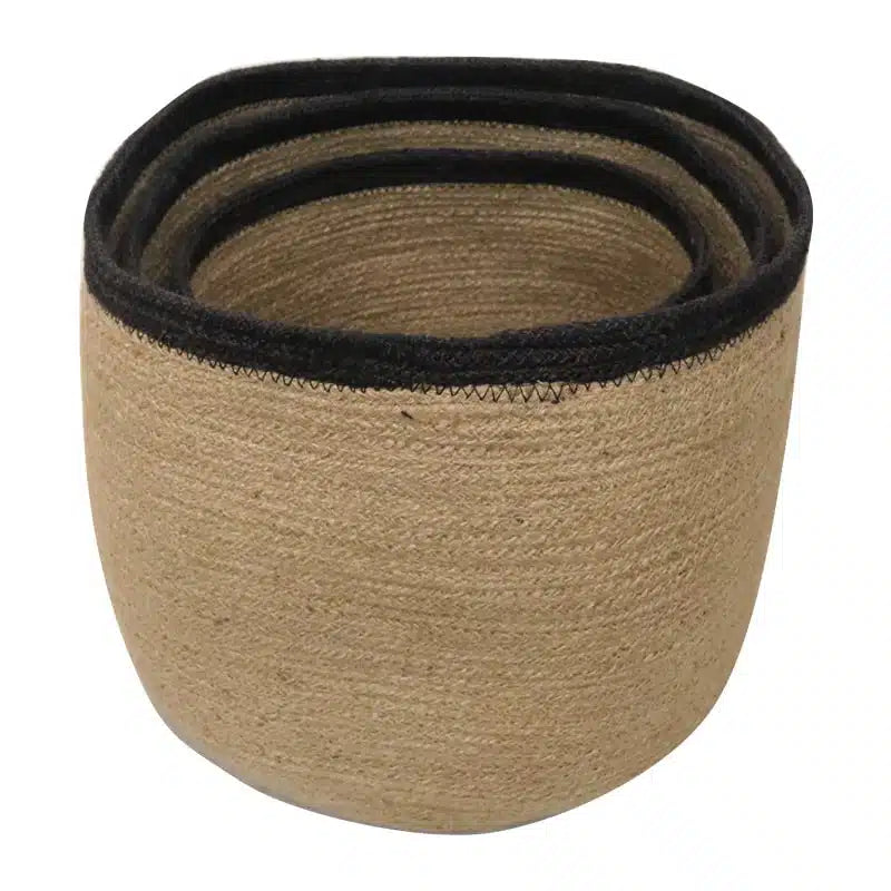 Jute Patil Baskets | Black + Natural