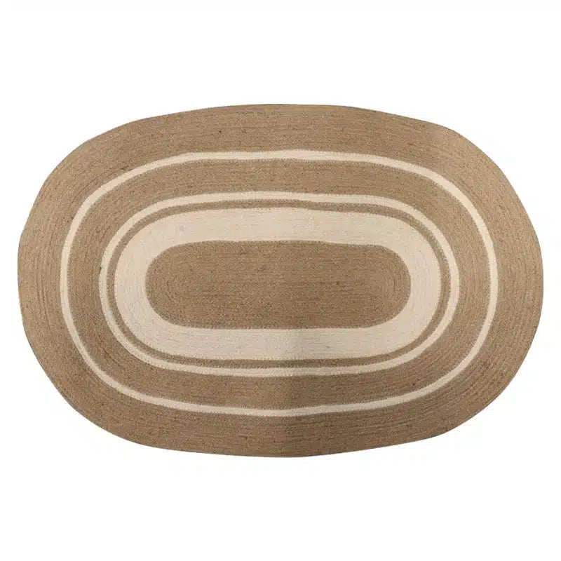 Jute Oval Door Mat | Natural White