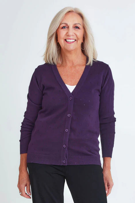 Boom Shankar Lora Cardigan | Aubergine