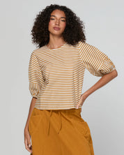 Boom Shankar Ava Top | Mustard Stripe