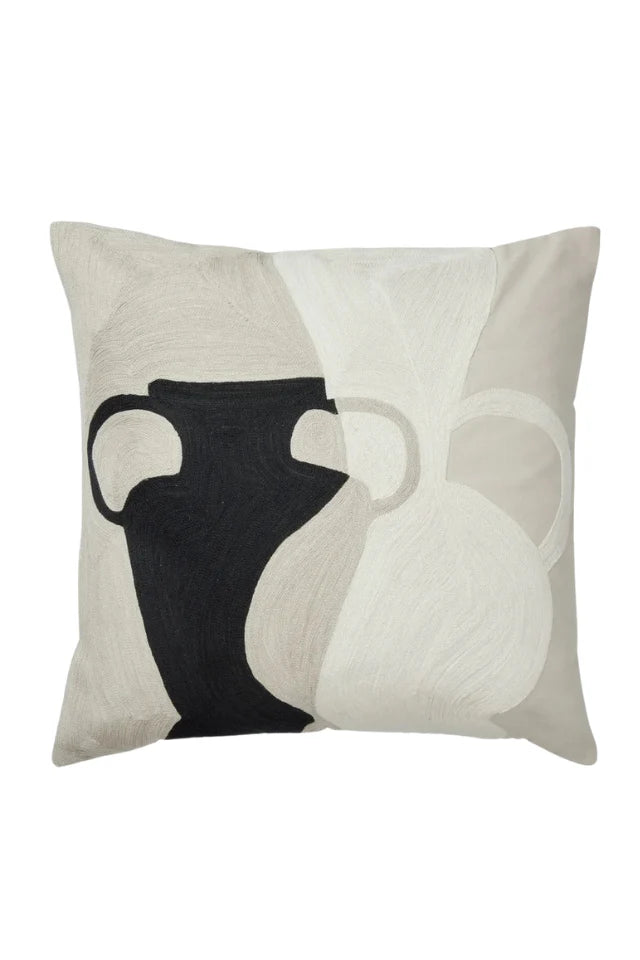 Broste Eva Cushion Cover With Inner | Black Beige