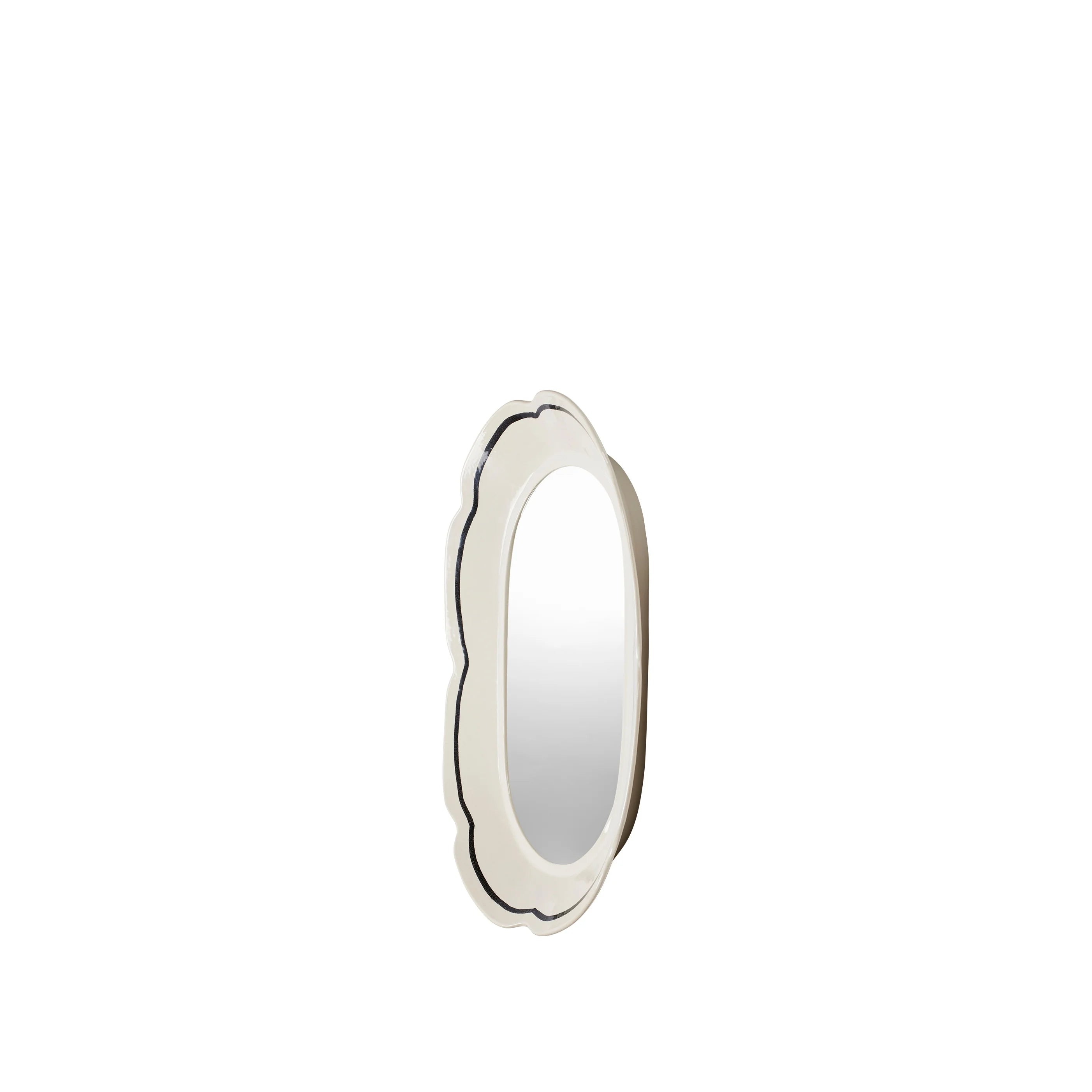 Broste Mirror Hilma Oval | Off White Black