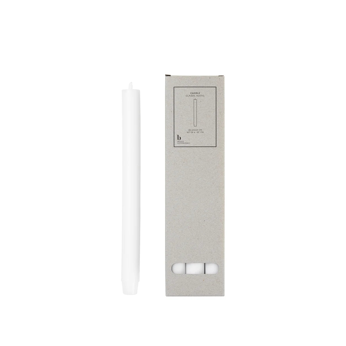 Broste Candle Flat Top Set Of 6 | White