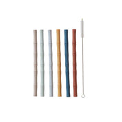 Bamboo Silicone Straw Pack of 6 | Caramel Blue