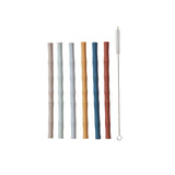 Bamboo Silicone Straw Pack of 6 | Caramel Blue