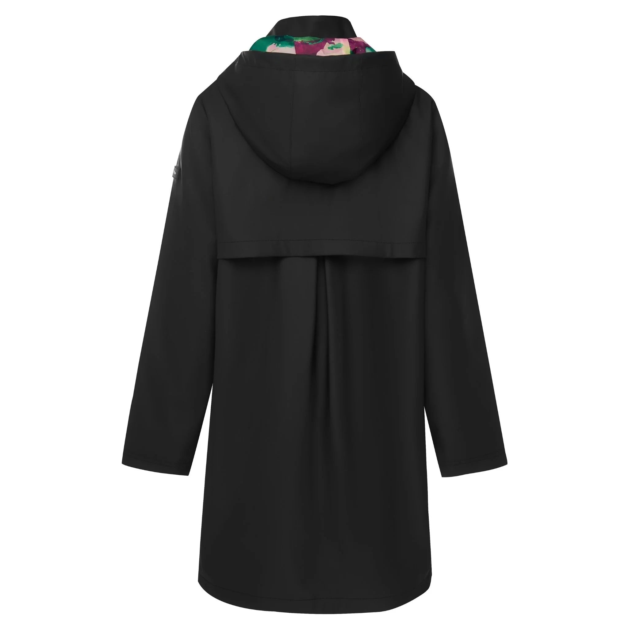 Moke Billie Womens Rain Coat | Black With Evie Marble Print