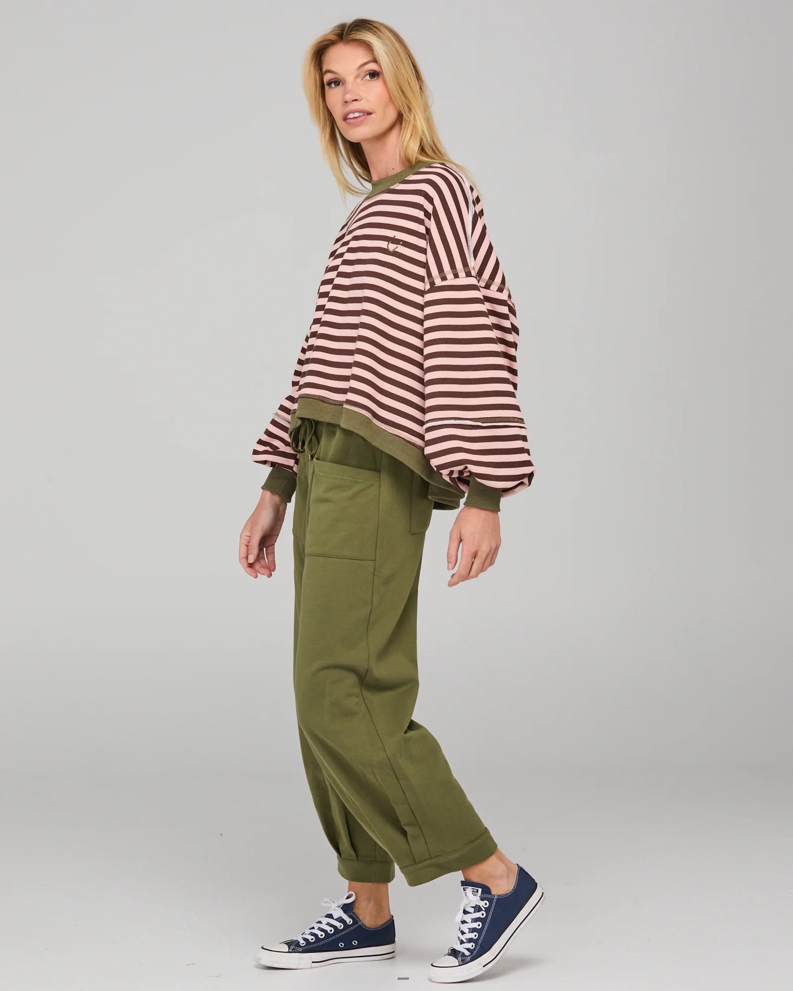 Boom Shankar Guru Sweater | Dusty Pink Stripe