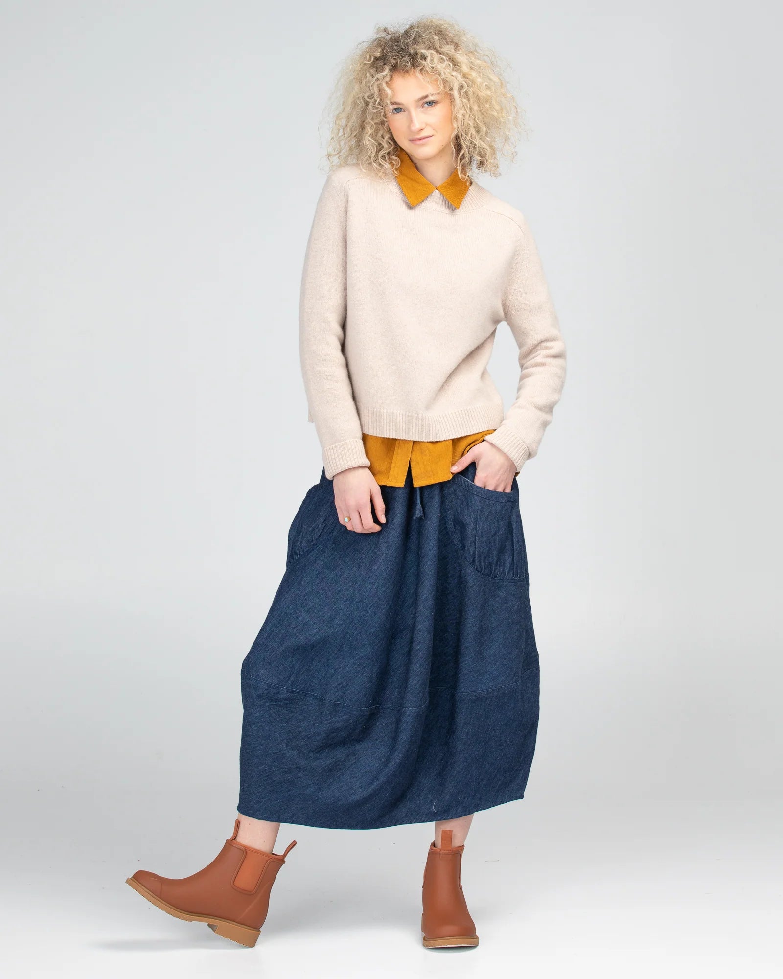 Boom Shankar Guru Skirt | Dark Denim