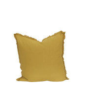 Raw Edge Linen Cushion | Gold