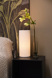 Table Lamp Cylindrical Lines | Medium Matt White