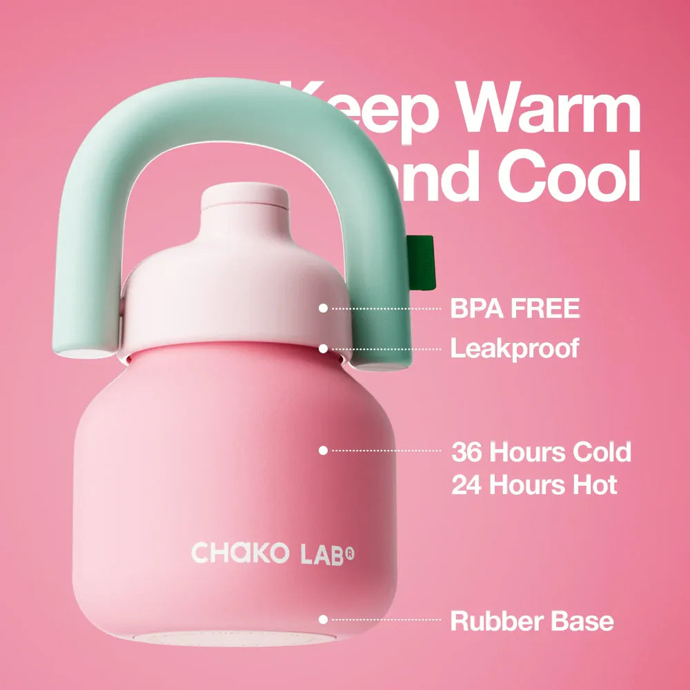 Chako Lab Linlin Kettle Stainless Drink Bottle | Pink Mint Green