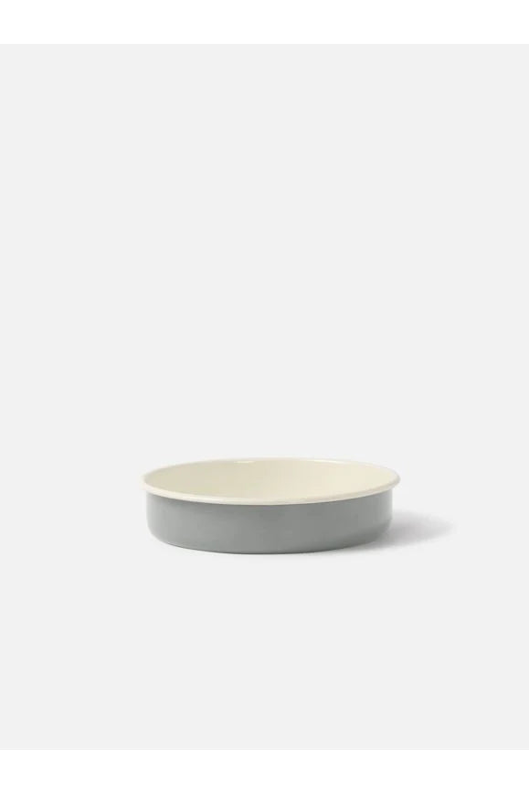 Citta Enamel Round Baking Tray | Dark Grey Cream Small