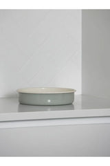 Citta Enamel Round Baking Tray | Dark Grey Cream Small
