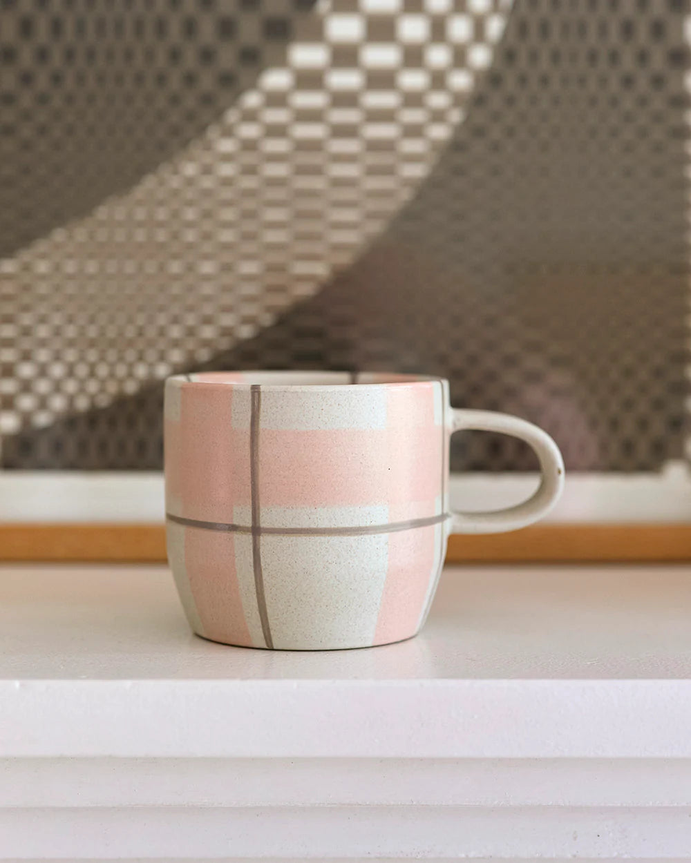 Robert Gordon Blush & Grey Check Mug | Cat's Pyjamas