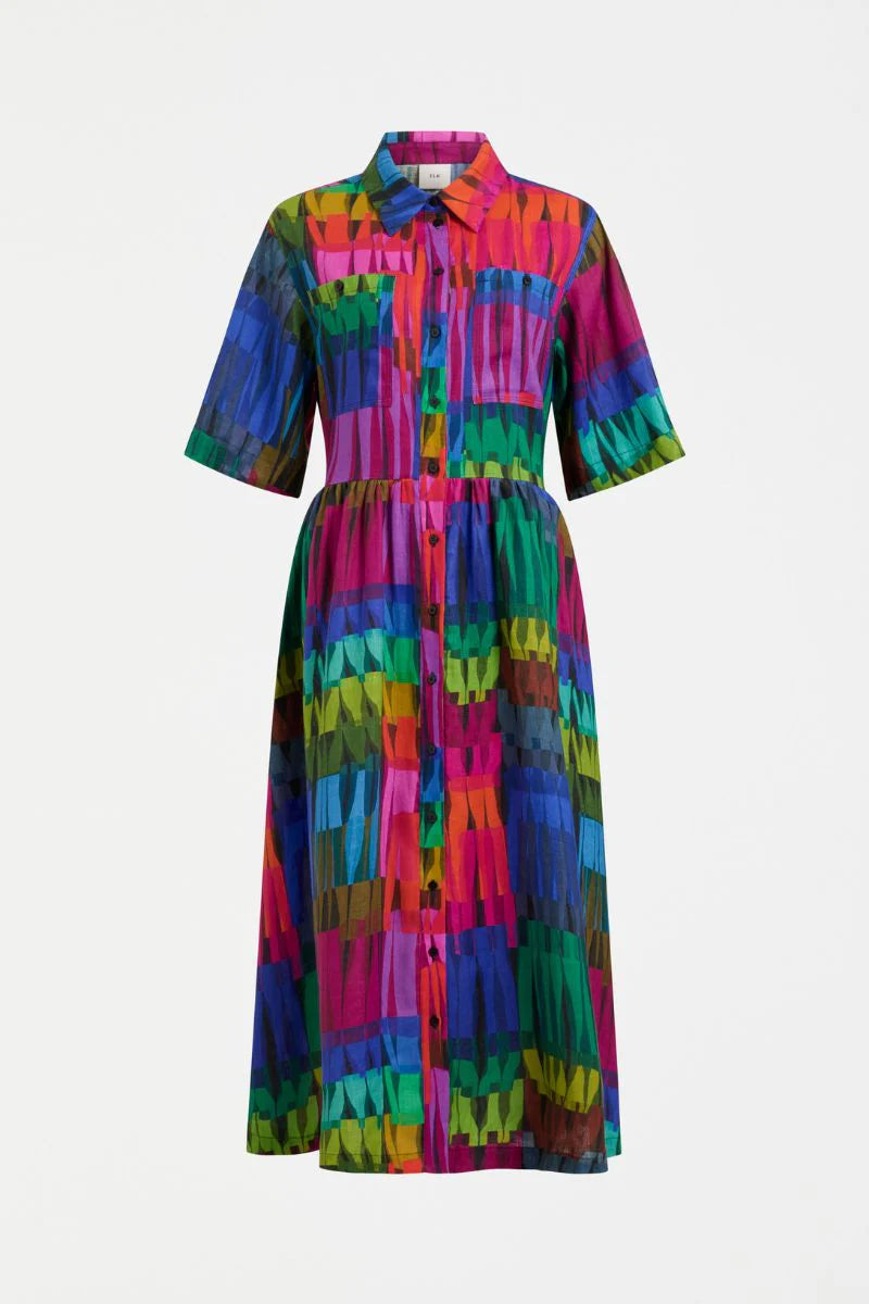 Elk Llinen Dress | Lind Dark Print