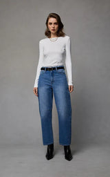Dricoper Dina Rodeo Blue Cropped Barrel Jean | Rodeo Blue