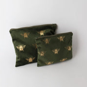 Velvet Bee Toilet Bag Green Gold | Large