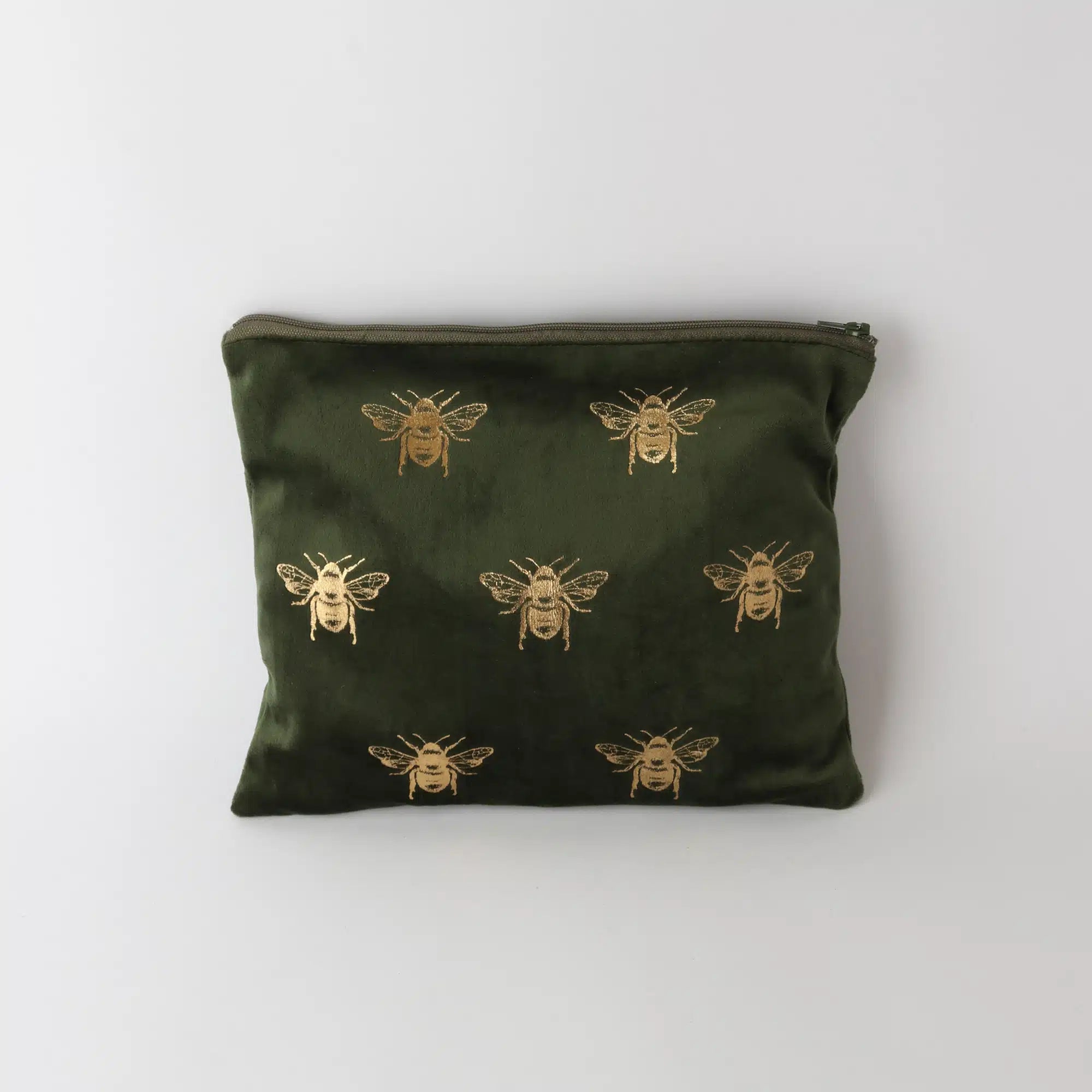 Velvet Bee Toilet Bag Green Gold | Large