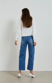 Dricoper Dina Rodeo Blue Cropped Barrel Jean | Rodeo Blue