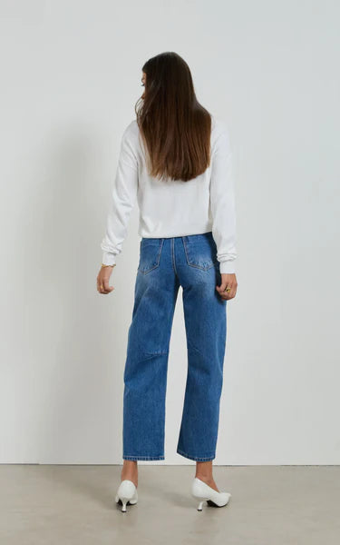 Dricoper Dina Rodeo Blue Cropped Barrel Jean | Rodeo Blue
