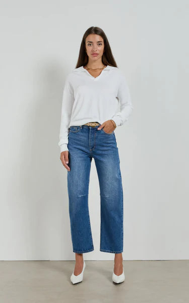 Dricoper Dina Rodeo Blue Cropped Barrel Jean | Rodeo Blue