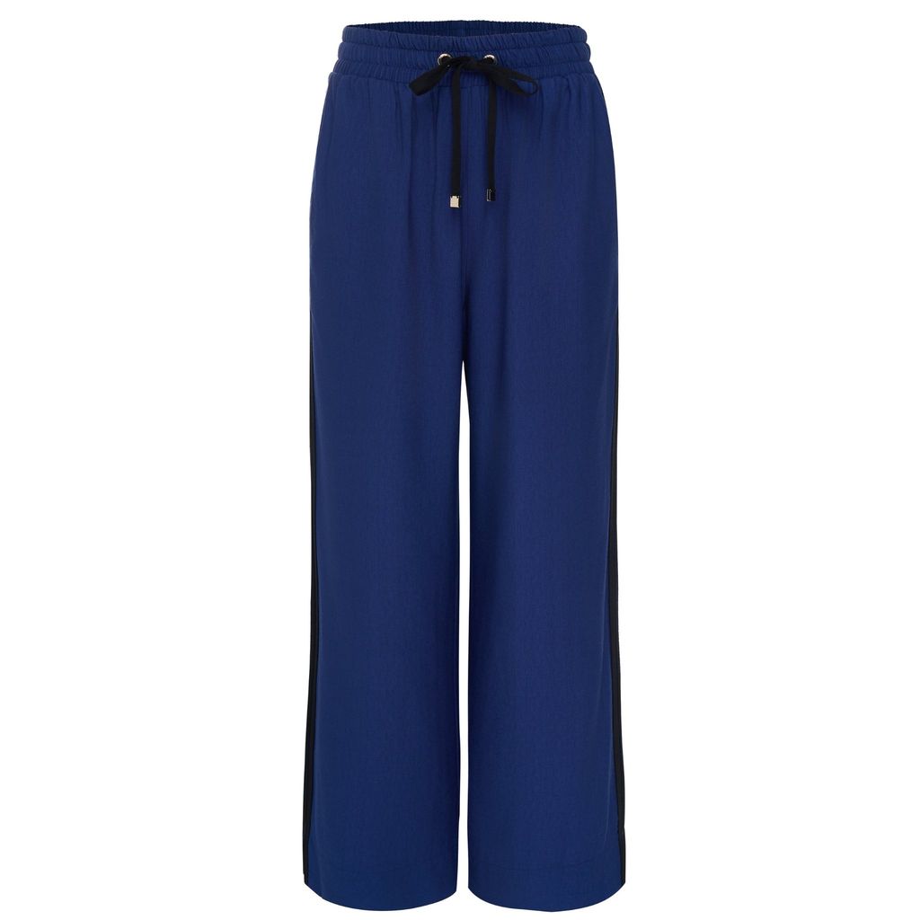 Moke Indiana Wide Leg Pant | Heritage Blue With Black Stripe