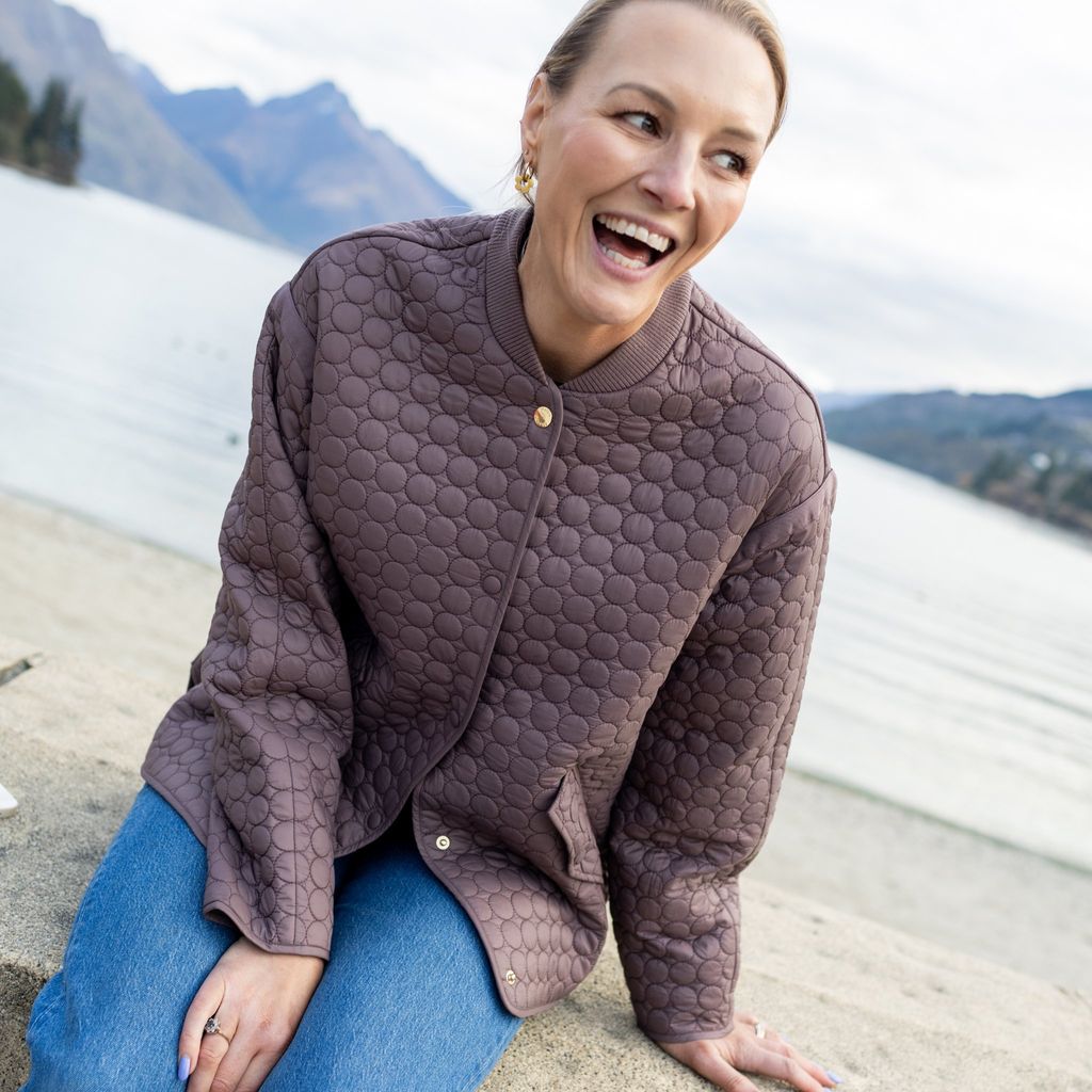 Moke Tilly Quilted Bomber Jacket | Cocoa Powder