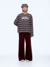 Ena Pelly Maria Boxy Long Sleeve | Charcoal Stripe
