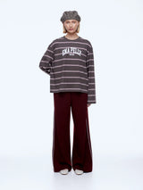 Ena Pelly Maria Boxy Long Sleeve | Charcoal Stripe