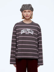 Ena Pelly Maria Boxy Long Sleeve | Charcoal Stripe