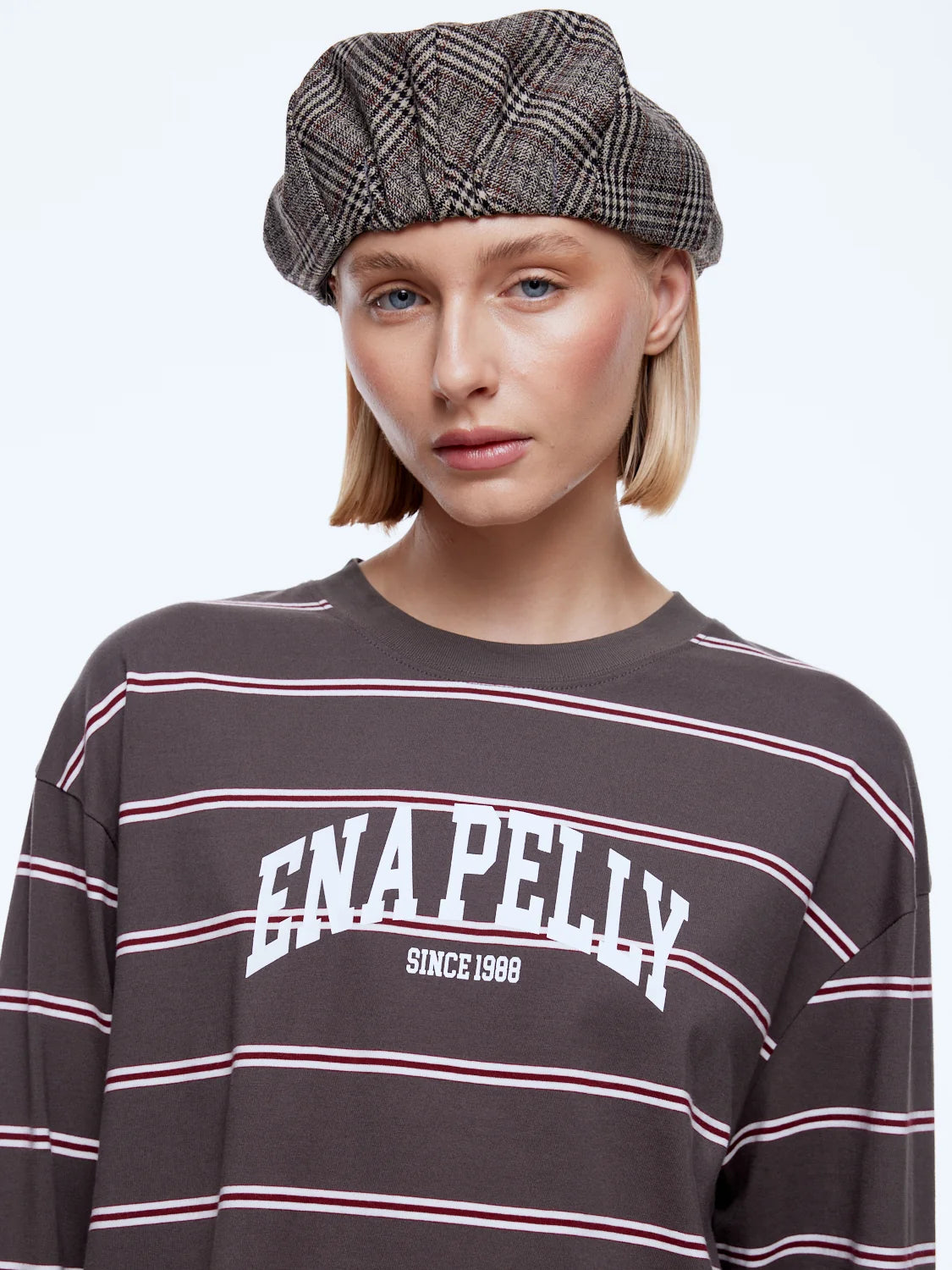 Ena Pelly Maria Boxy Long Sleeve | Charcoal Stripe