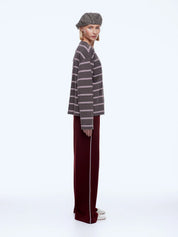 Ena Pelly Maria Boxy Long Sleeve | Charcoal Stripe