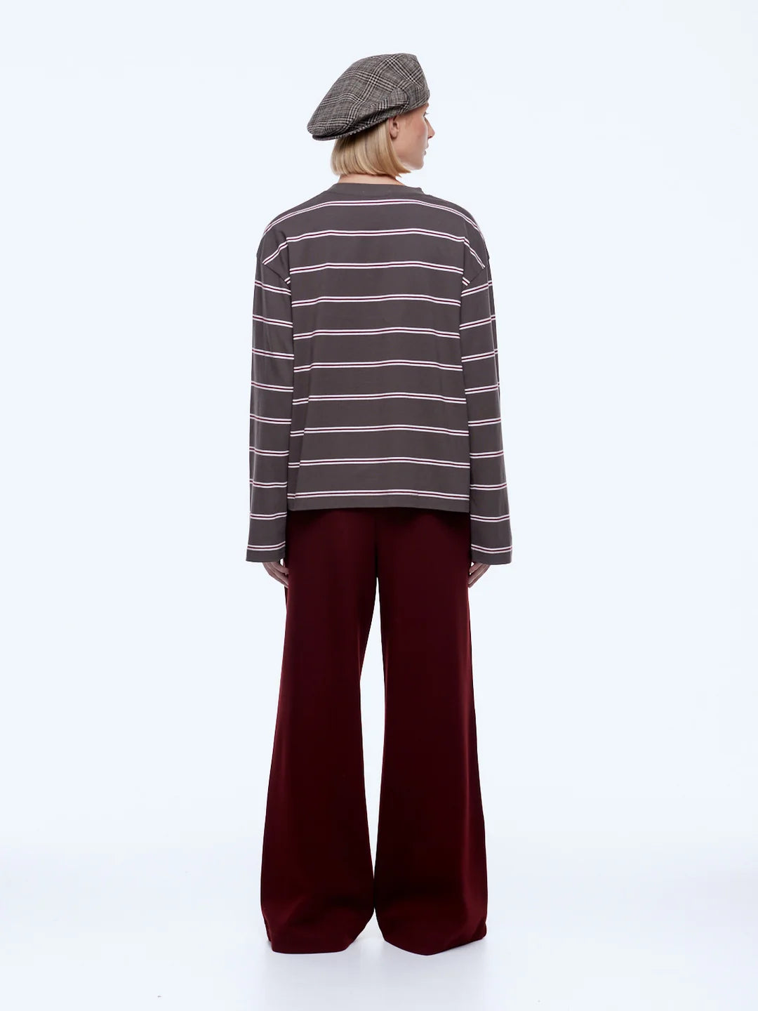 Ena Pelly Maria Boxy Long Sleeve | Charcoal Stripe