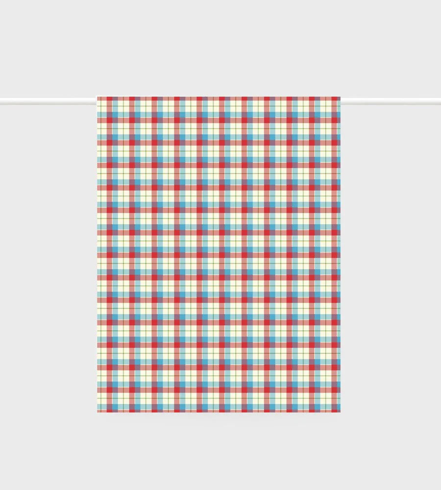 Father Rabbit Tea Towel | Cherry + Blue Tartan