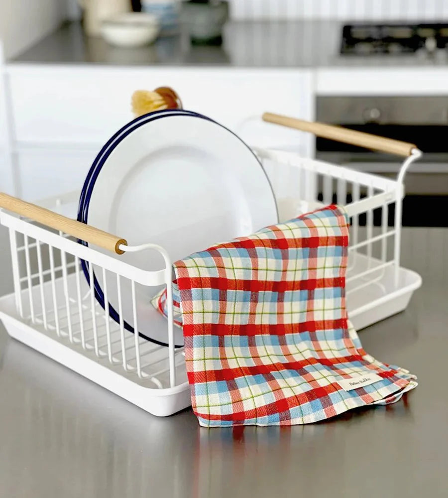 Father Rabbit Tea Towel | Cherry + Blue Tartan