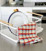 Father Rabbit Tea Towel | Cherry + Blue Tartan