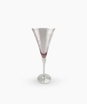 French Country Floral Etched Wine Glass | Tall Pink